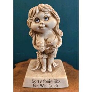 1977 Russ Berrie & Co Figurine Sorry You're Sick Get Well Quick #711 5.25"x3.25"